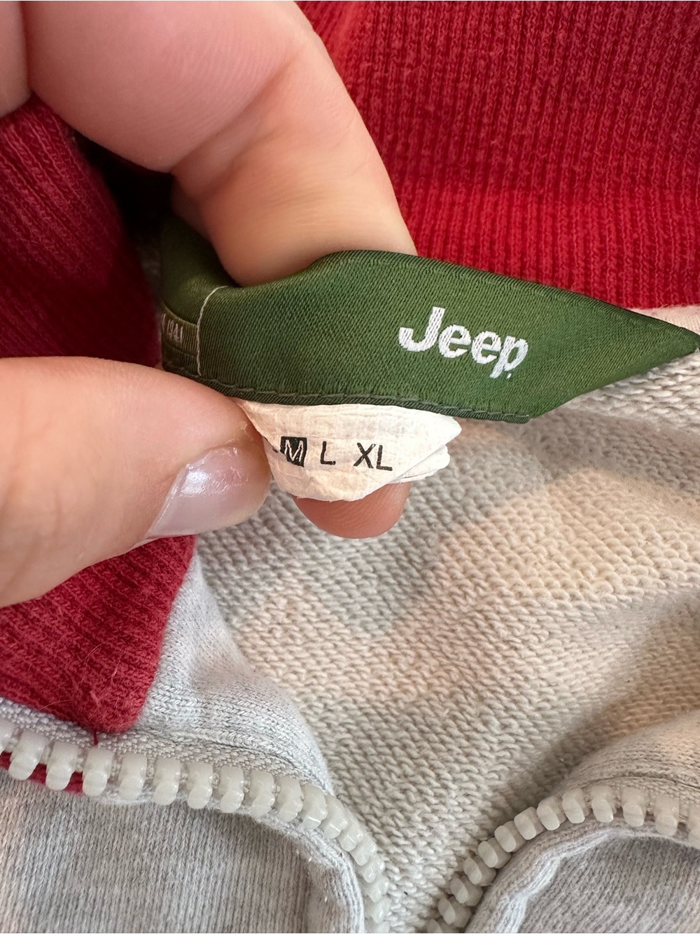 Jeep Red Collar Gray Interior Zip Jacket - Picture 4 of 6
